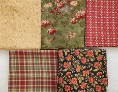 PACK #2 – (16″ x 22″) – 5 PIECE BUNDLE OF COTTON PRINT – BEIGE, ROSE & GREEN