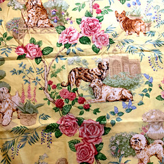 Spectrum Gallery Margarita Design Dog Fabric in Yellow 36 x 52 plus 16 x 19 Pc
