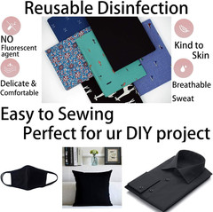 -Black 100% Cotton Fabric by the Yard for Sewing DIY Crafting Fashion Design Was