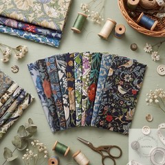 25 Pcs William Morris Cotton Fabric Squares, 10 x 10 Inch Floral Precut quilting