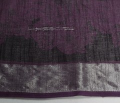 Sushila Vintage Wine Scrap Saree Pure Linen Printed & Woven Remnant Sari Fabric