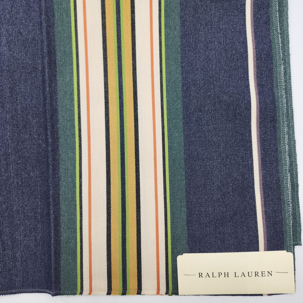 Ralph Lauren discontinued green blue red yellow tripe Fabric 26″ x 25”