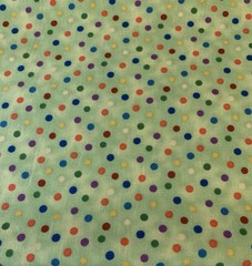 “The Cat Party” Polka Dot Fabric By Red Rooster Fabrics Green White Orange BTHY