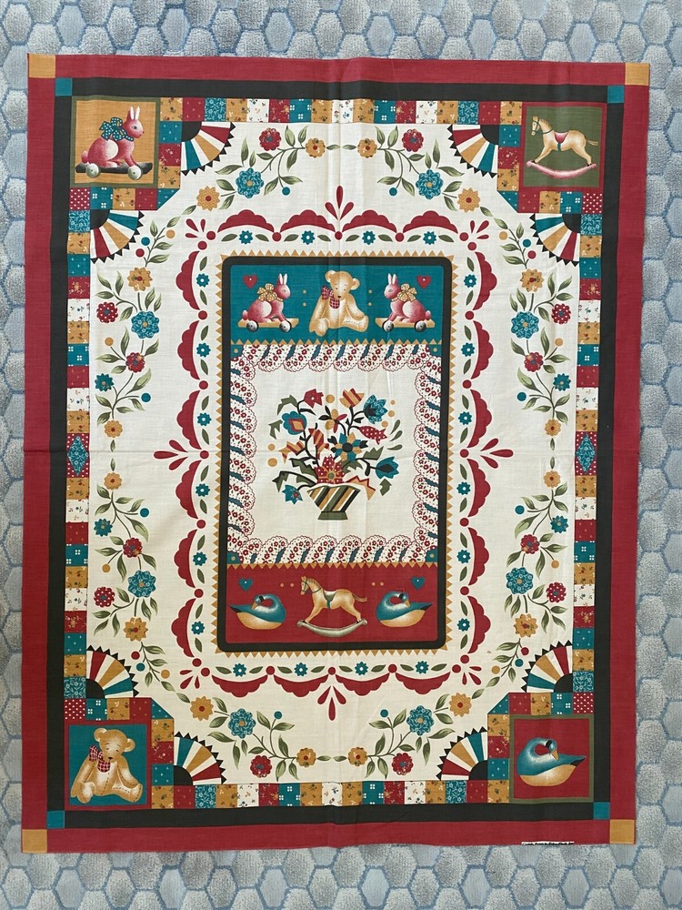 CUDDLE PRINT~Fabri Quilt~FABRIC PANEL~Country Folk Art~CALICO~Geese~PULL TOYS~
