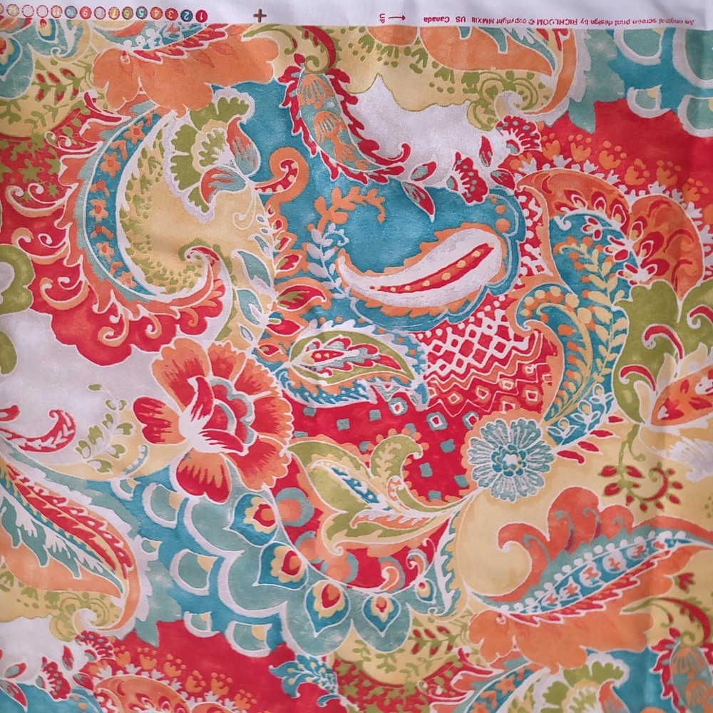 Richloom Fabric Home Decor 5 Yards Multicolor Paisley Floral Screen Print 54″ W