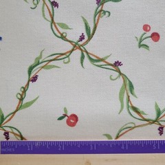 Leafy Lattice w/ Flowers Heavy Cotton Decorator Fabric 2 2/3 Yards X 60 Inches