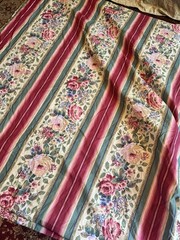 Vintage Floral & Striped Fabric Pink Maroon Green 90 X 216 Cotton Blend