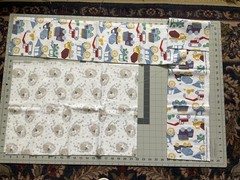 Nursery Boys Farm/Truck Flannel Fabric Remnants for Sewing, Quilting, or Crafts