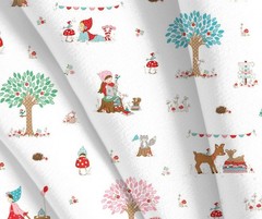 Whimsical Woodland Main White Fabric C17640 Tasha Noel By half yd cont cuts