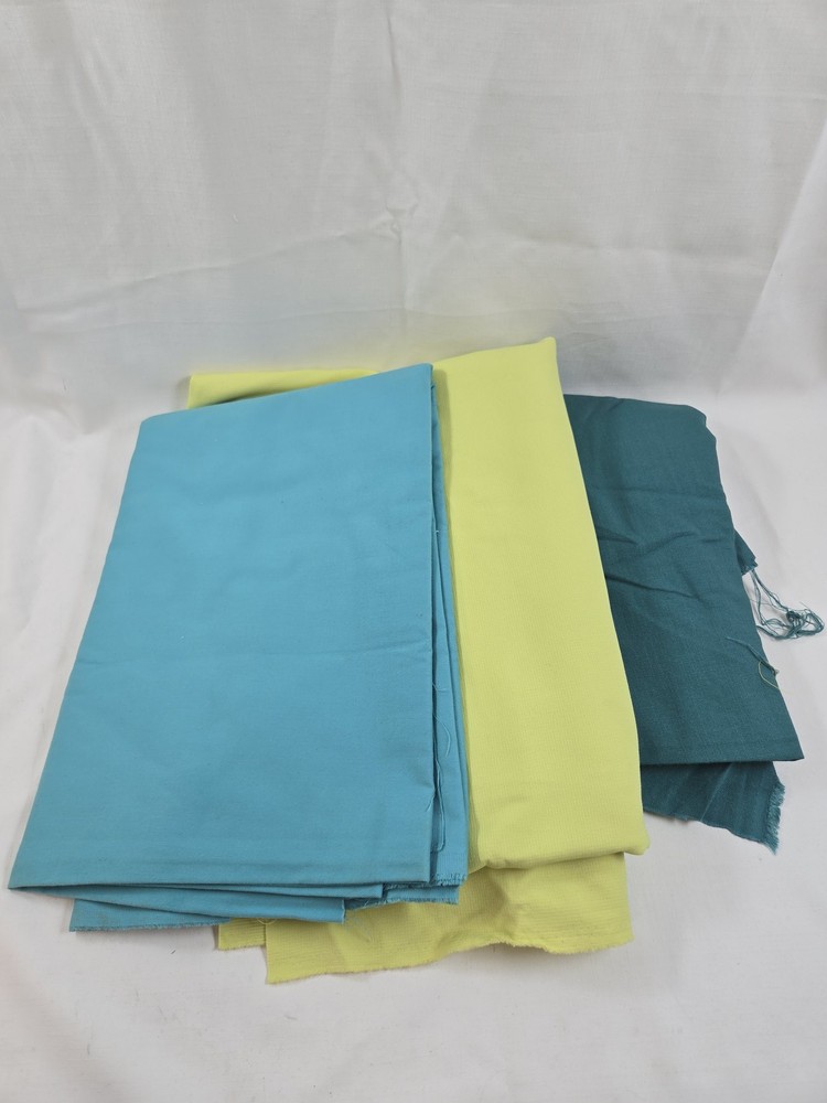 Assorted Fabric Lot Knit & Woven Teal Blue Green Scraps Remnants Craft Supply