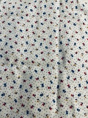 VTG Spring Mills Tiny Ditzy CALICO Red & Blue Florals & Blue Dots on White BTFQ