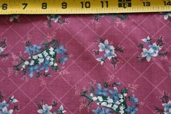 By 1/2 Yd, Vintage, Blue & White Floral on Dusty-Rose Quilt Cotton, B1242