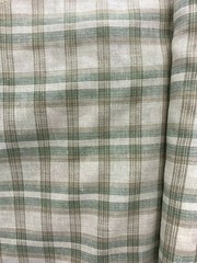 NATURAL SAGE GREEN BROWN Plaid 100% Linen Fabric (60 in.) Sold By The Yard