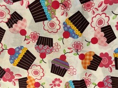 26-08-520 JoAnn Fabrics-cotton-cupcakes & flowers-29 x 43″=birthday girl dress!!