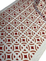 Travers Zimmer Rohde Linen Carson Tile 396 Peach Pink Upholstery Fabric 4yd