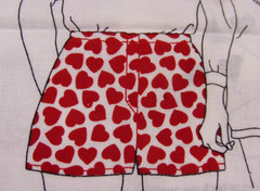Cotton Fabric Cut-Out Yes/No Red Heart Boxer Shorts S-M-L Puppy Dog Applique