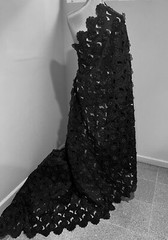 5 Yard BLACK Cutout Embroidery Rhinestones Organza Lace Fabric 50” Width