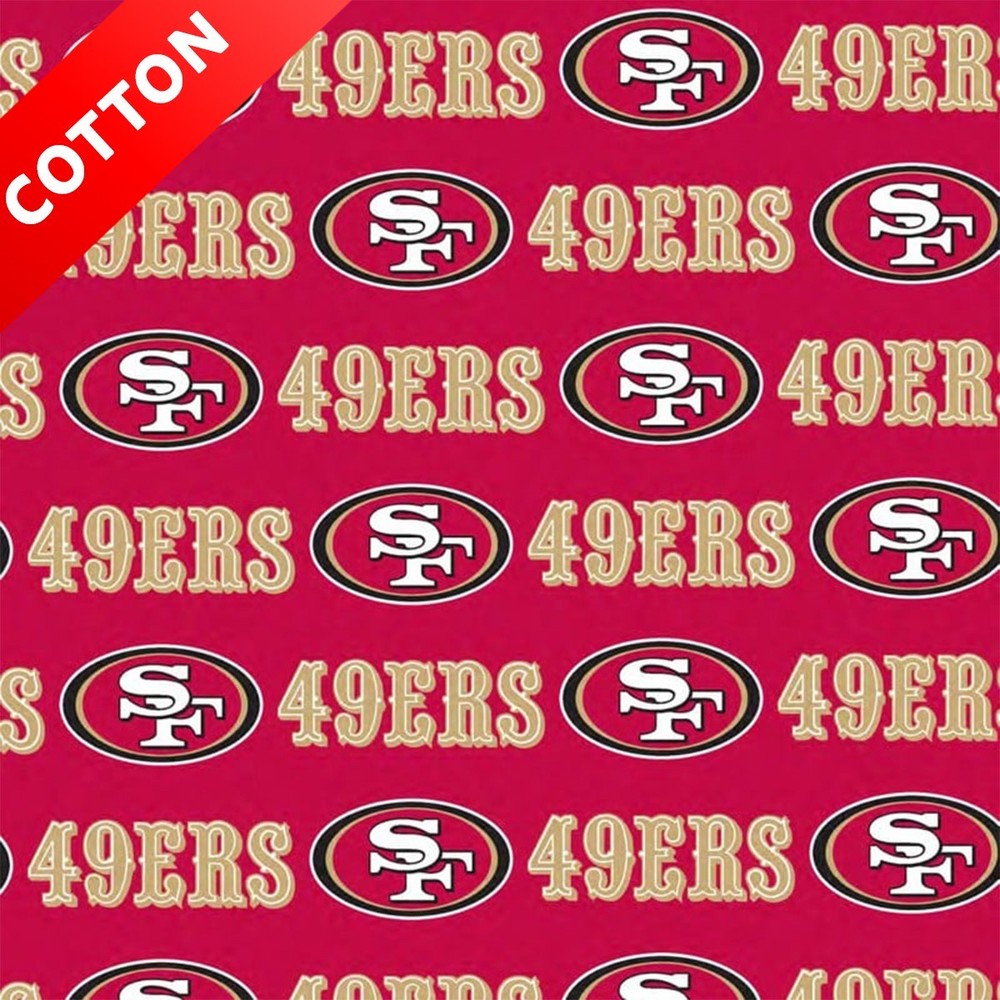 San Francisco 49ers NFL Cotton Fabric – 58″ Wide – Sold by The Yard & Bolt