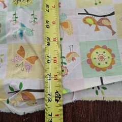 Vintage Baby Fabric 72×43 Yellow Pastel Baby Bird Snail Butterfly Cute 2 Yards