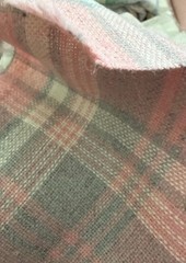 Vintage Woven Fabric 4.25 Yards Pink Gray Plaid 153×62 Reversible Lightweight