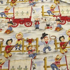 VTG LIL COWPOKES Cotton Quilting Fabric Michael Miller Cowboys ADORABLE BTY x 44