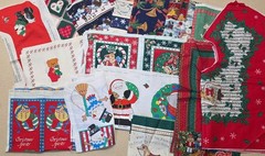 1 lb Vintage Christmas Fabric Remnant Bundle Quilt Craft Sewing Lot fat quarters