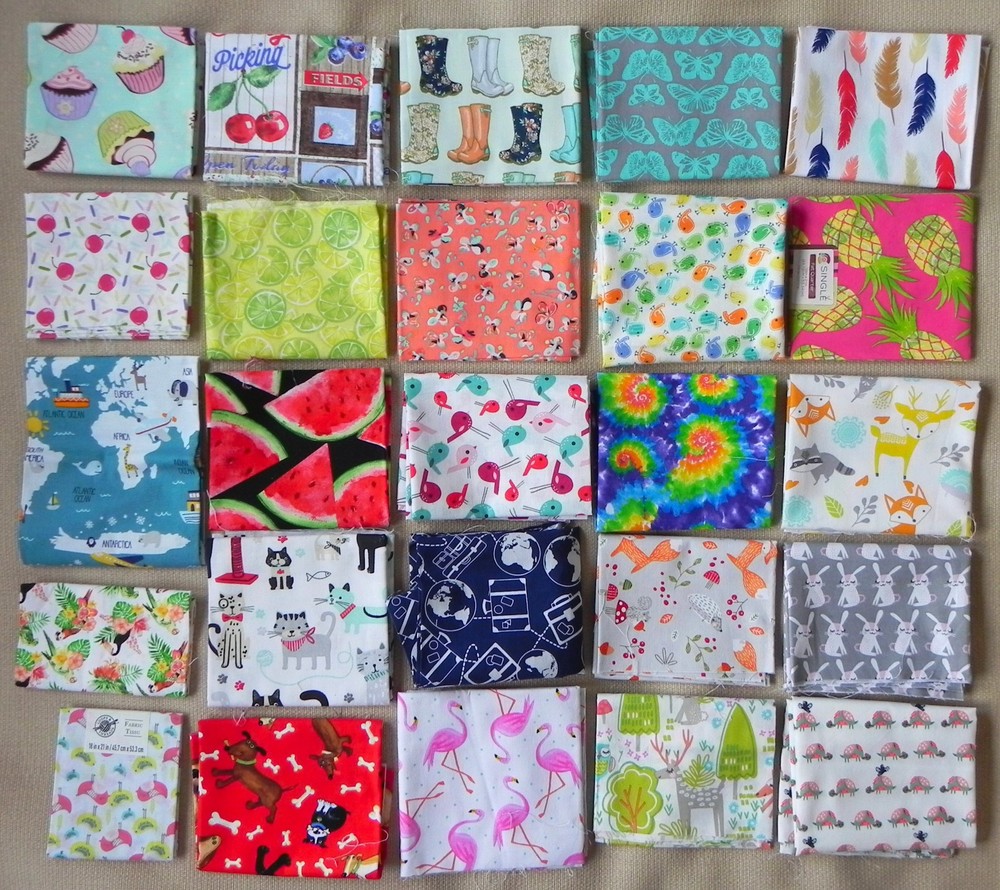 25 Fat Quarters, Assorted Novelty Patterns, Multicolor 18″x21″ Cotton Fabric #3