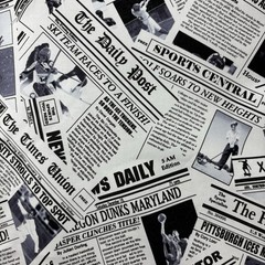 Lot of 2 FQs Cotton Quilt Fabric Sports Theme, Football & Newspaper Style Prints