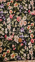45 x 2 2/3 yds Multi Floral on Black background – Full piece