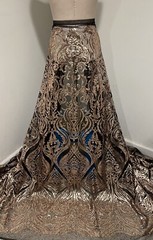 Gold Black Embroidery Sequins Lace Fabric 50” Width Sold By The Yard