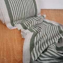 100% linen fabric 340gsm French grey green stripes grain sack vintage linen flax