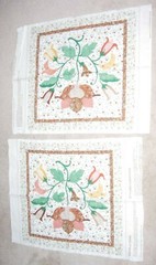 Fabric Panel SEWING CRAFTS ivory green rust floral THROW PILLOW COUCH 17×17