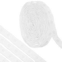 4 Yard Snap Button Tape Press Round Button Plastic Sewing Tape, White