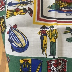 VTG Fabric Original Kinsterhanddruch West Germany New Trains 100% Viscose