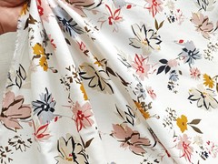 Floral Silk Cotton Blend Fabric Retro Shirt Dress Material Mulberry Silk Cotton