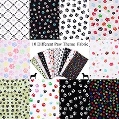 10 Pieces Paws Fabric Cute Paw Prints Squares Paw Print Fabric Fat 20 x 20 Inch
