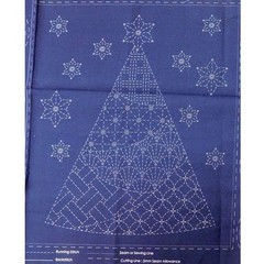 Patchwork Sewing Fabric Sashiko Christmas Navy Panel 60x137cm