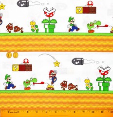 Mario Brothers Fabric – HALF YARD – 100% Cotton – Quilting Nintendo Yoshi Koopa