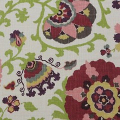 BRAEMORE SILSILA CHERRY BLOSSOM RED SUZANI FLORAL LINEN FABRIC BY YARD 54″W