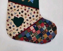 Cranston Country Patchwork Print Fabric Cut & Sew Christmas Stocking Completed-A
