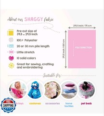 kullaloo Shaggy Blue Faux Fur Fabric 3/4 inch Pile, 20 mm Plush Minky Fabric