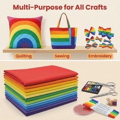 12 PCS Fat Quarters Fabric Bundles Solid Colors Cotton 18×22 Bright Rainbow