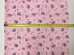 Vintage Flocked Pink Floral Eyelet Fabric 47 x 45 Flower Bouquets Opaque