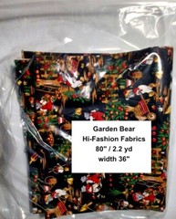 Garden Bear – Hi-Fashion Cotton Fabric – 2.1 yd x 1 yd – Vintage 1950-1970