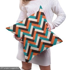 Ambesonne Mid Century Fabric By Yard, Herringbone Pattern In Retro Colors