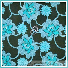 BonEful Fabric FQ Cotton Quilt Army Green White Teal Aqua Blue Daisy Flower Dot