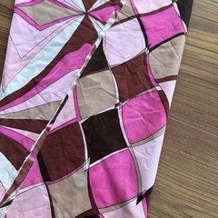 Vintage Pink Groovy Silky Polyester Apparel Fabric Harlequin Border Print 58″x40