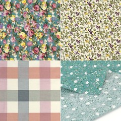 7PCS Cotton Fabric Fat Quarters 18×22 Inches Sewing Quilting Craft Peony Lily