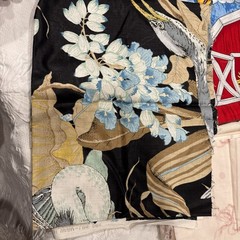 Vintage Fabric Bundle Lot Quilt Upholstery Panel Kids Holidays Silk Mixed 10 lbs