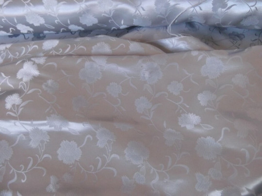 SILVER EMBOSSED JACQUARD BROCADE FABRIC, 120cm wide, GREY EVENING FABRICS, AUST